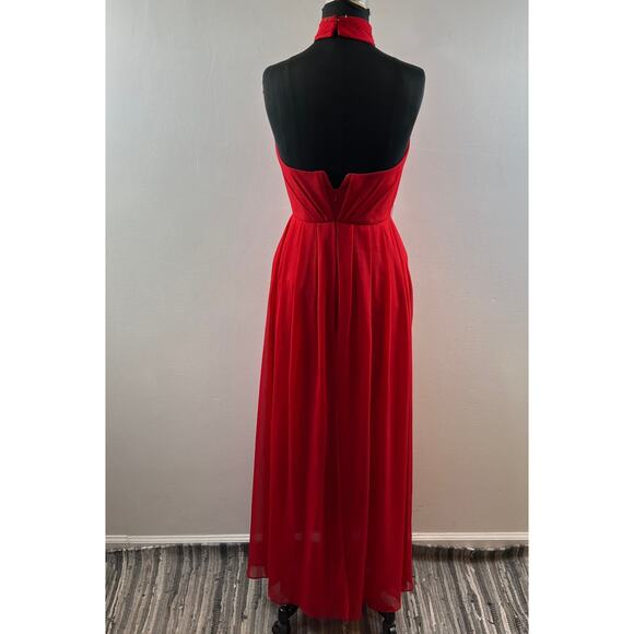 White by Vera Wang Red Evening Gown Sleeveless Choker Neckline Maxi Size 2 - Picture 6 of 9